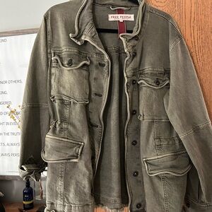 Free People Army Green Military Jacket
